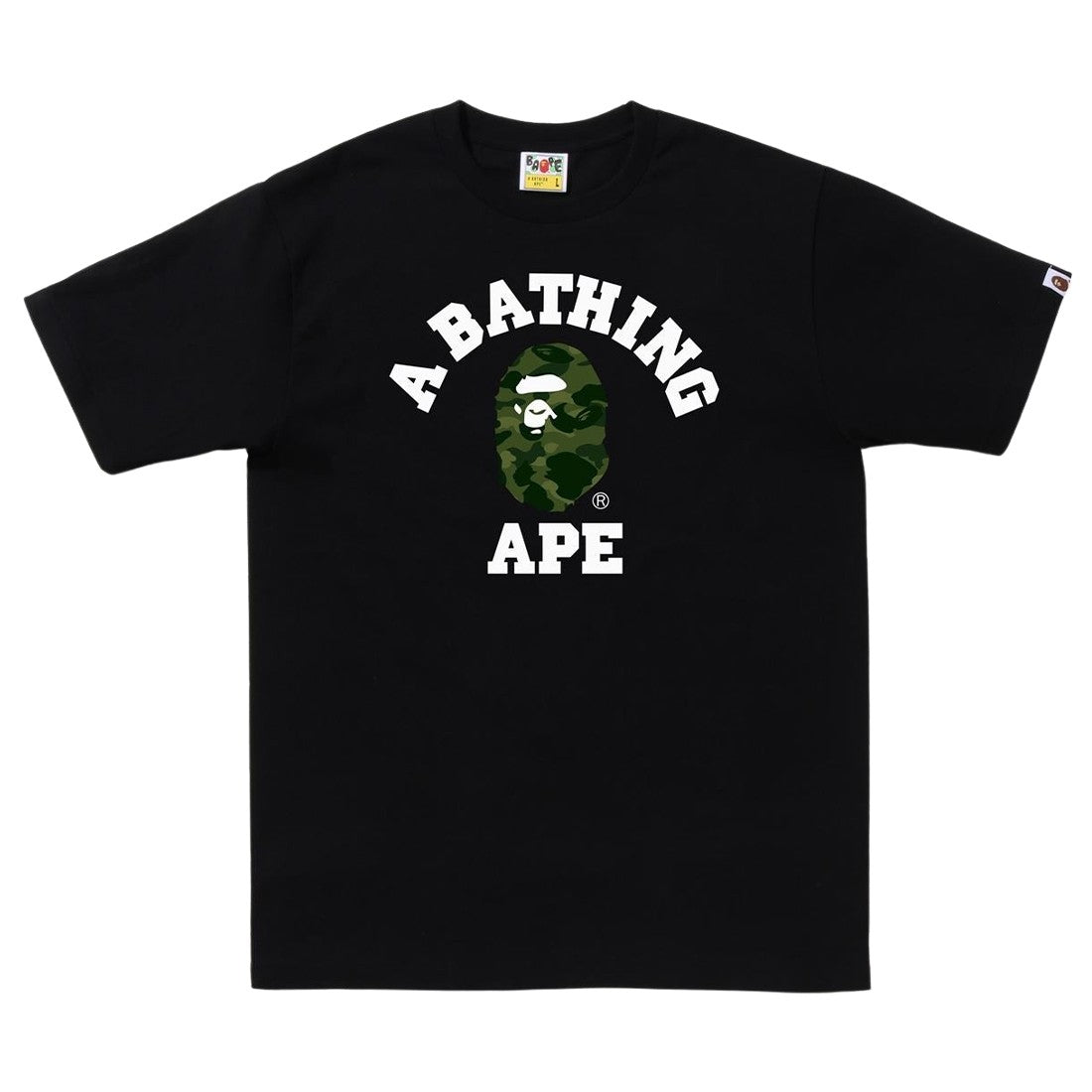 BAPE College Logo Camo Green Black T-Shirt