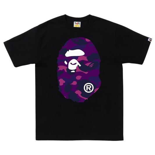 BAPE Iconic Big Purple Camo Ape Head Black T-Shirt
